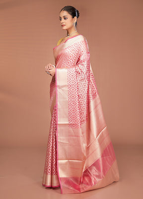Pink Tissue Silk Saree With Blouse Piece