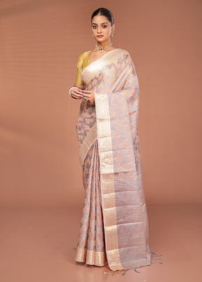 Peach Cotton Saree With Blouse Piece