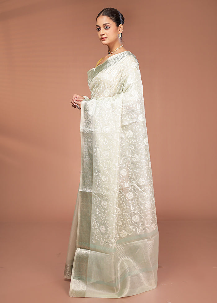 Cream Cotton Saree With Blouse Piece