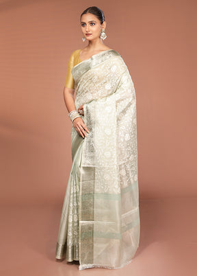 Cream Cotton Saree With Blouse Piece