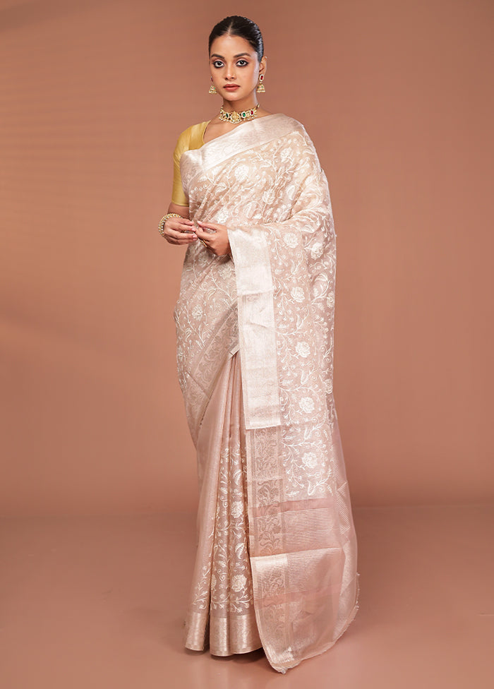 Cream Cotton Saree With Blouse Piece