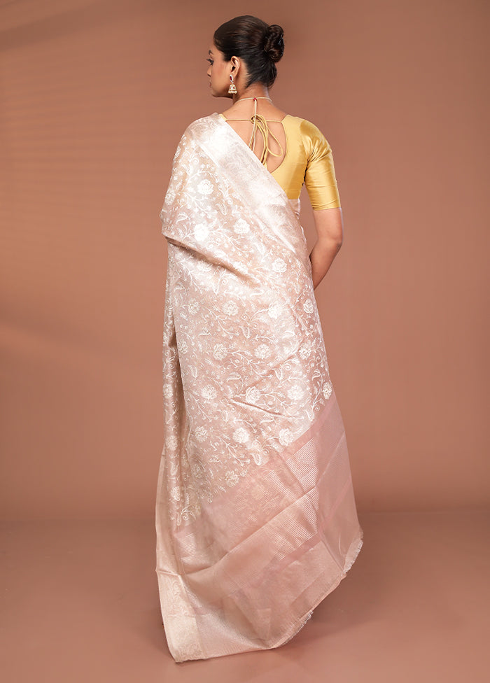 Cream Cotton Saree With Blouse Piece