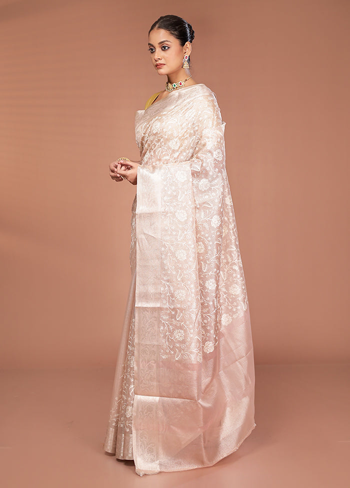 Cream Cotton Saree With Blouse Piece