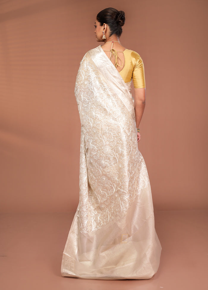Cream Cotton Saree With Blouse Piece
