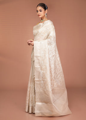 Cream Cotton Saree With Blouse Piece