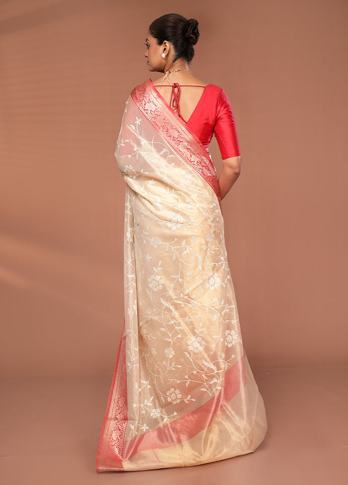 Cream Cotton Saree With Blouse Piece