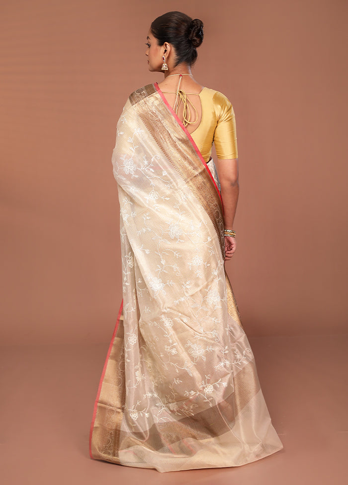Cream Cotton Saree With Blouse Piece