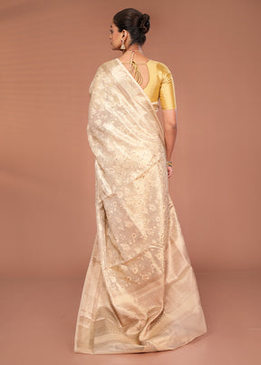 Cream Cotton Saree With Blouse Piece