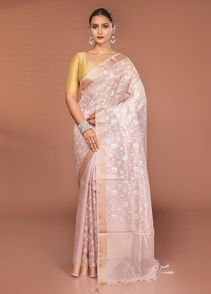 Pink Cotton Saree With Blouse Piece