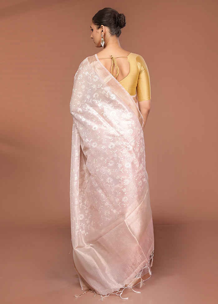 Pink Cotton Saree With Blouse Piece
