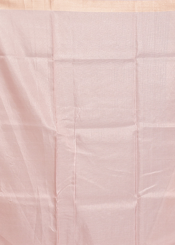 Pink Cotton Saree With Blouse Piece