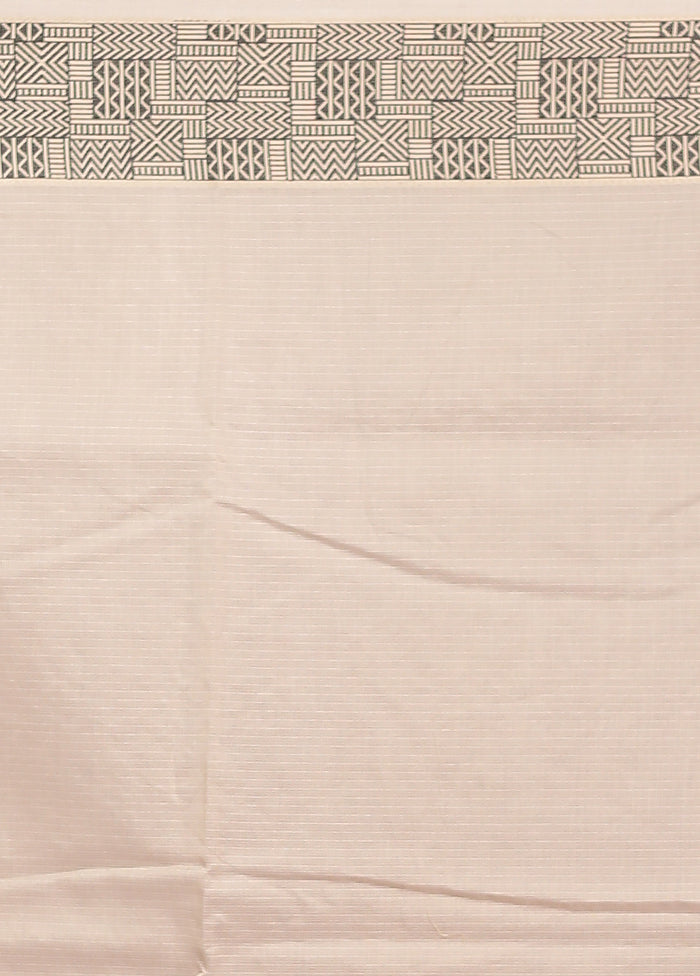 Cream Cotton Saree With Blouse Piece
