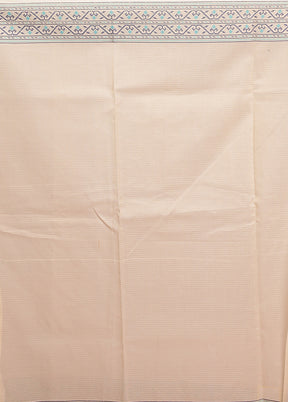 Cream Cotton Saree With Blouse Piece