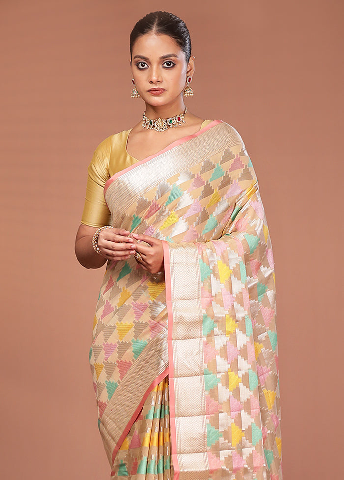 Pink Kora Silk Saree With Blouse Piece