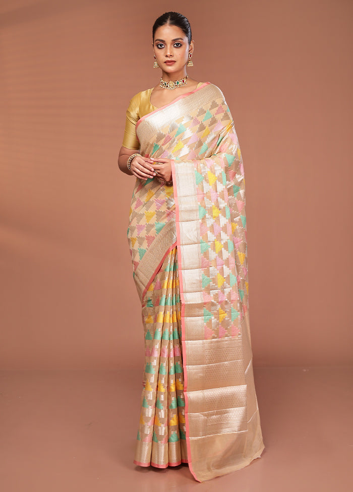 Pink Kora Silk Saree With Blouse Piece