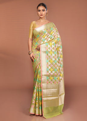 Green Kora Silk Saree With Blouse Piece