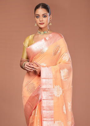 Pink Kora Silk Saree With Blouse Piece
