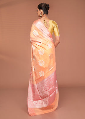 Pink Kora Silk Saree With Blouse Piece