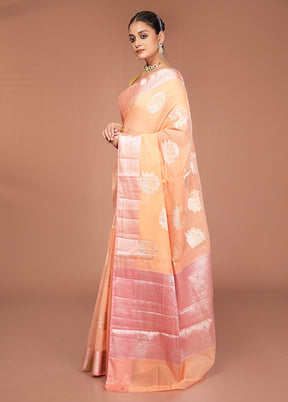 Pink Kora Silk Saree With Blouse Piece