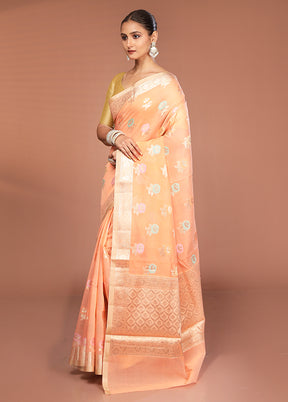 Pink Kora Silk Saree With Blouse Piece