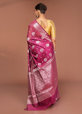 Purple Kora Silk Saree With Blouse Piece