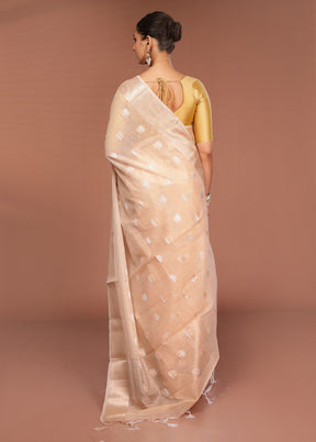 Cream Kora Silk Saree With Blouse Piece