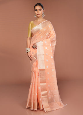 Pink Kora Silk Saree With Blouse Piece
