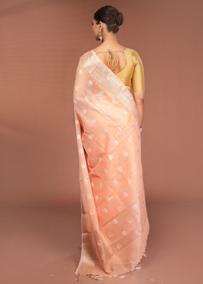 Pink Kora Silk Saree With Blouse Piece