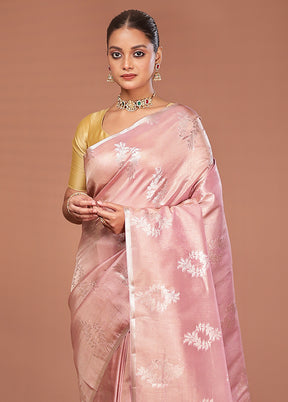 Pink Tissue Silk Saree With Blouse Piece