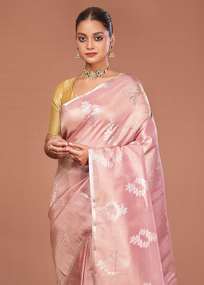 Pink Tissue Silk Saree With Blouse Piece