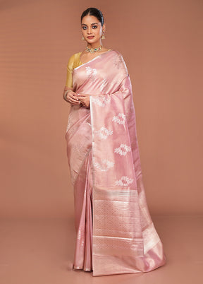 Pink Tissue Silk Saree With Blouse Piece