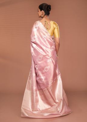 Pink Tissue Silk Saree With Blouse Piece