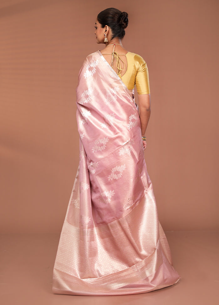 Pink Tissue Silk Saree With Blouse Piece
