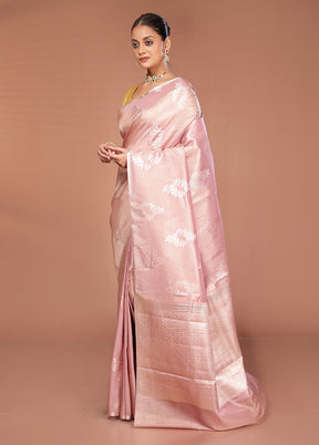 Pink Tissue Silk Saree With Blouse Piece