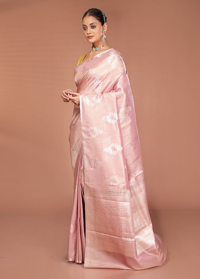 Pink Tissue Silk Saree With Blouse Piece
