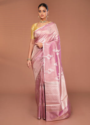 Pink Tissue Silk Saree With Blouse Piece