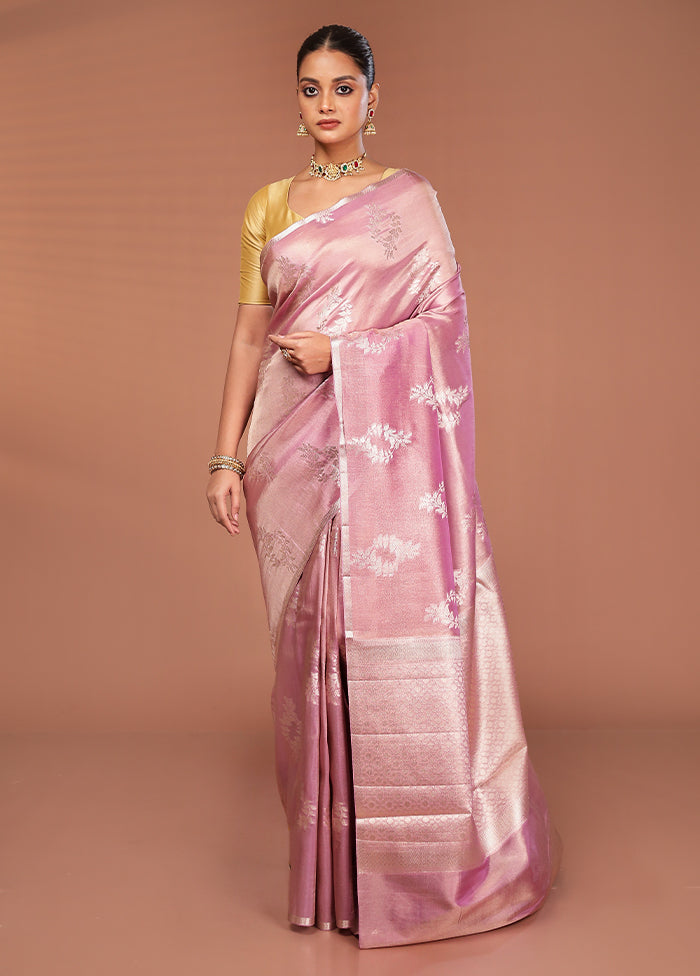 Pink Tissue Silk Saree With Blouse Piece