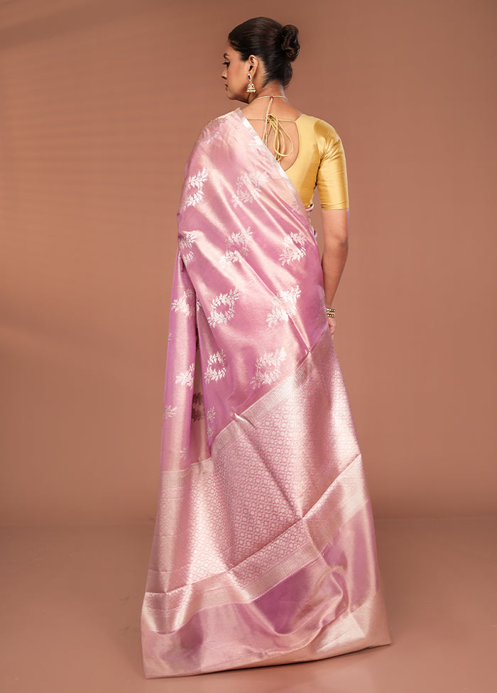 Pink Tissue Silk Saree With Blouse Piece