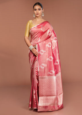 Pink Tissue Silk Saree With Blouse Piece