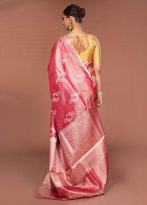 Pink Tissue Silk Saree With Blouse Piece