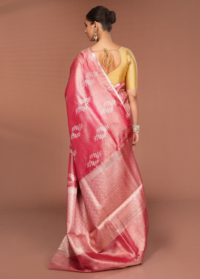 Pink Tissue Silk Saree With Blouse Piece
