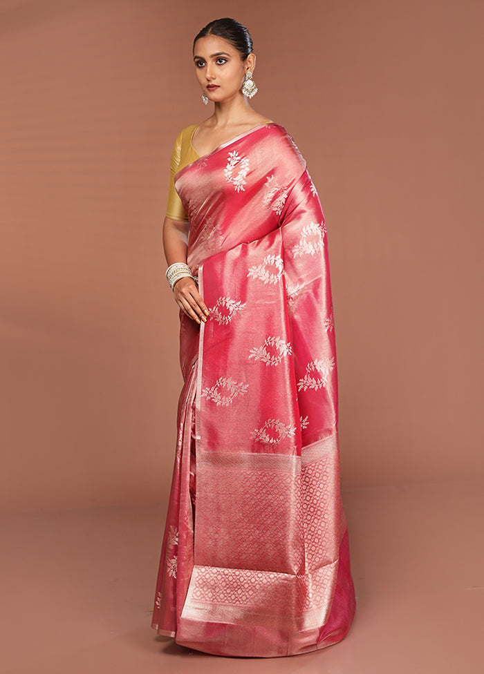 Pink Tissue Silk Saree With Blouse Piece
