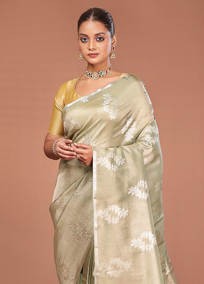 Cream Tissue Silk Saree With Blouse Piece