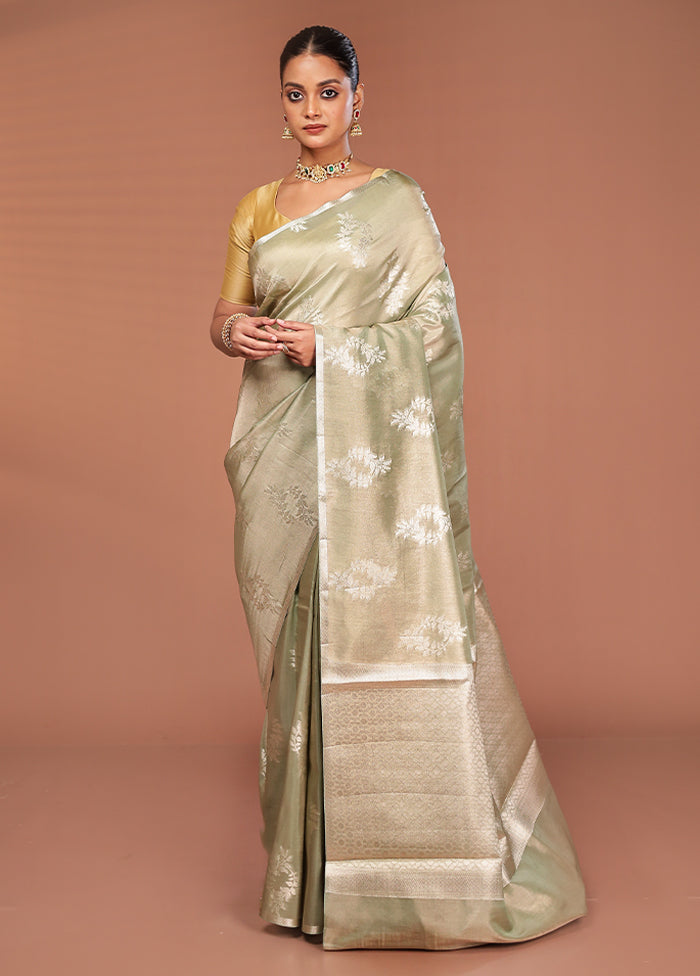 Cream Tissue Silk Saree With Blouse Piece
