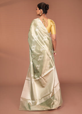 Cream Tissue Silk Saree With Blouse Piece
