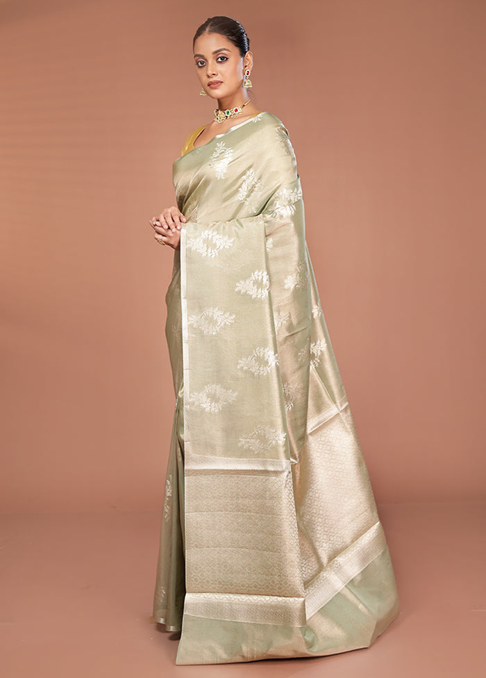 Cream Tissue Silk Saree With Blouse Piece