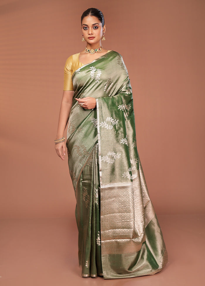 Blue Tissue Silk Saree With Blouse Piece