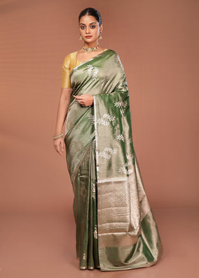 Blue Tissue Silk Saree With Blouse Piece