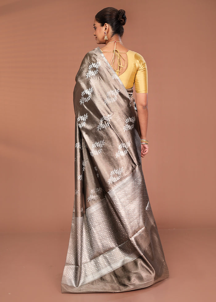 Grey Tissue Silk Saree With Blouse Piece