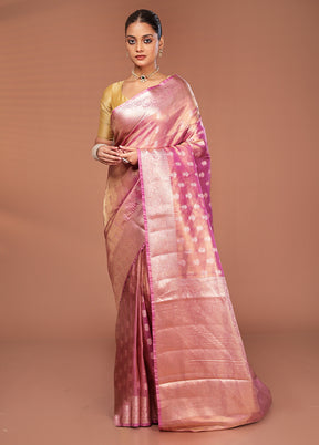 Pink Tissue Silk Saree With Blouse Piece